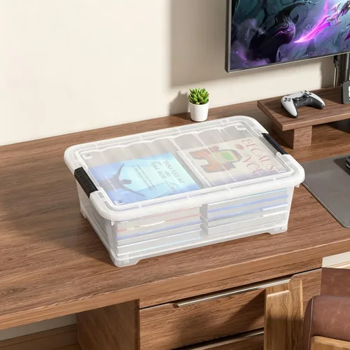 Vista 7 de Cubo de almacenamiento apilable de plástico transparente debajo