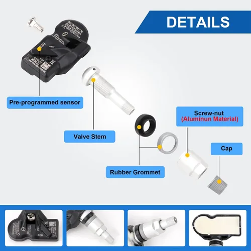 Vista 3 de TPMS Sistema de monitoreo de presión de neumáticos de repuesto OE 36236798726 433MHz Sensor de presión de neumáticos preprogramado compatible