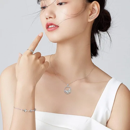 Vista 3 de SFERT Woman's Butterfly Tassel Pendant Necklace Clavicle Chain 925 Sterling Silver Jewelry Lovely Animal Clavicle Chain For Girl
