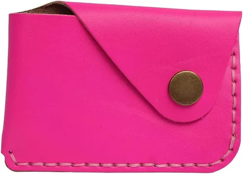 Vista 13 de Bolsillo frontal ultradelgado de cuero hecho a mano cartera simple delgada para tarjetas tarjetero cartera para tarjetas de presentación para Marrón