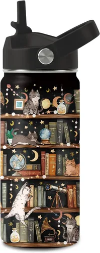 Vista 8 de Book Lovers Gifts- Botella de agua de 12 onzas con asa y popote, vaso de libro para amigos, regalos para mujeres, lectoras, bibliotecaria Estantería