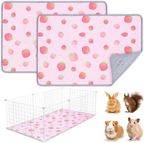 Vista 19 de 2 paquetes de ropa de cama para conejillo de indias, forro lavable para jaula de conejillo de indias, tapete reutilizable para conejillo de indias
