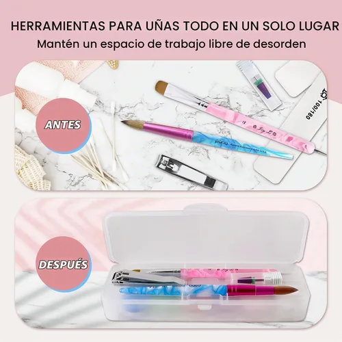 Vista 6 de Beauticom Estuche de almacenamiento personal de doble capa para bolígrafos profesionales de arte de uñas, cepillo de uñas, herramientas