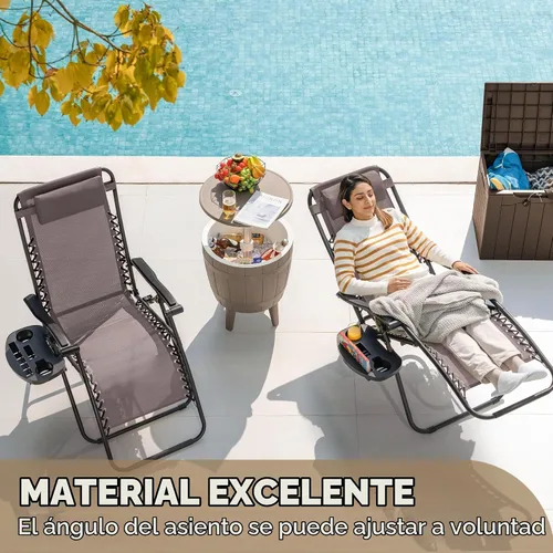 Vista 3 de Devoko Patio Zero Gravity Chair - Silla plegable para exteriores, sillas reclinables ajustables para uso junto a la piscina, silla lounge de jardín