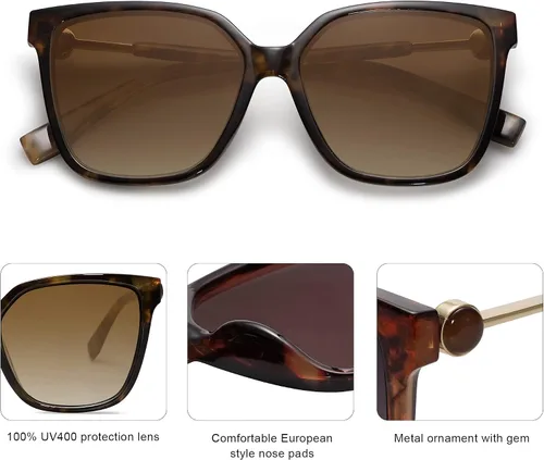 Vista 4 de SOJOS Gafas de sol cuadradas de moda para mujer, lentes de protección UV para mujer, gafas de sol SJ2196