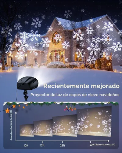 Vista 2 de Proyector de copo de nieve de Navidad con luces HD para exteriores, luces LED de doble cabeza con control remoto, IP65 impermeable, para Halloween