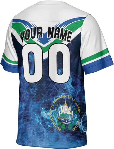 Vista 4 de Camiseta de fútbol de El Salvador personalizada de El Salvador Jersey de fútbol de El Salvador para hombres, camisas de El Salvador 3D