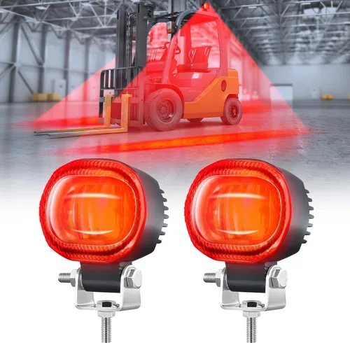 Vista 9 de Luz LED redonda de advertencia de seguridad para carretilla elevadora, luces de carretilla elevadora de 10 W con 2 chips LED de alto brillo, foco