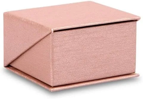 Vista 2 de ALLUREPACK Caja de anillo de color rosa Caja de regalo de papel de cartón cepillado de seda con cierre en ángulo moderno Elite, interior de espuma