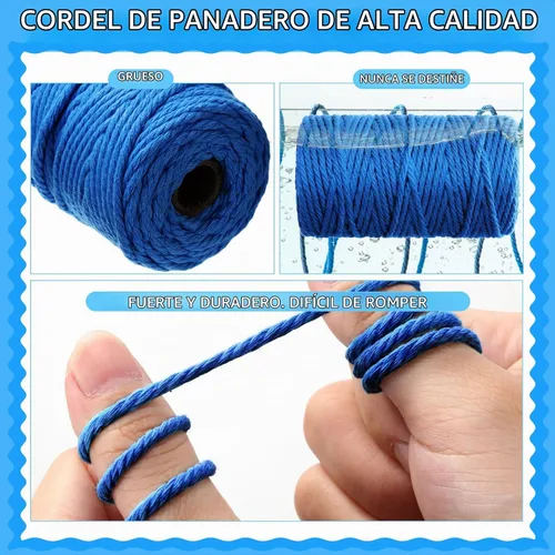Vista 3 de Kenning 32 Rollos de Cuerda de Macramé 4 Hilos 3 mm x 1760 Yardas de Cuerda de Algodón Natural a Granel Cuerda de Algodón Colorida para Manualidades