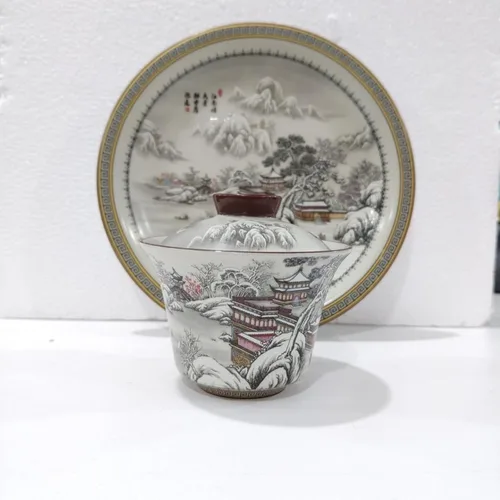 Vista 4 de Ru Kiln Ceramic Gaiwan, 145ml 4.7oz, Large Capacity Chinese Style with Lid Household Kung Fu Tea Set