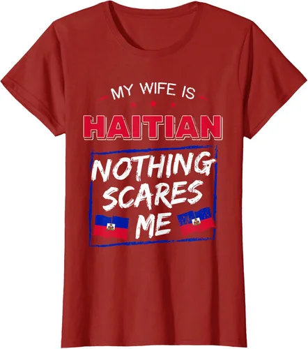 Vista 47 de My Wife Is Haitian Republic of Haiti Heritage Roots - Camiseta con bandera, Negro, S
