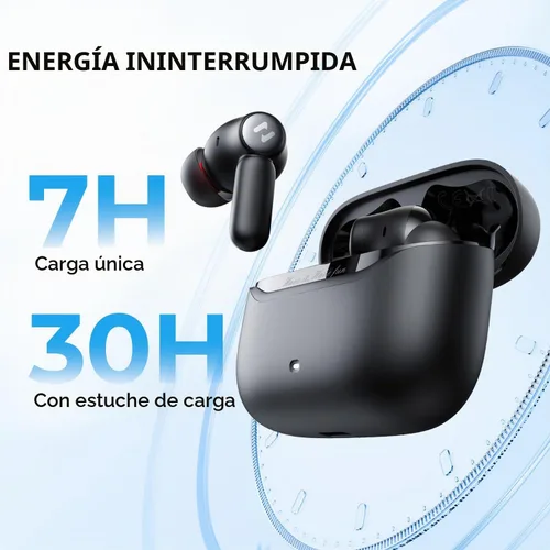 Vista 5 de havit Auriculares inalámbricos Space NC01T, fáciles de usar con conexión de doble dispositivo, 6 micrófonos ENC llamadas claras, Bluetooth estable
