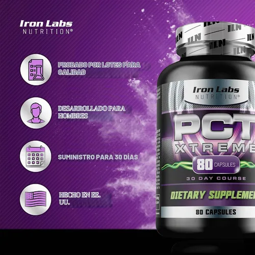 Vista 4 de PCT Xtreme - Suplemento PCT para hombres - Curso de 4 semanas - Refuerzo de apoyo post ciclo (80 cápsulas)