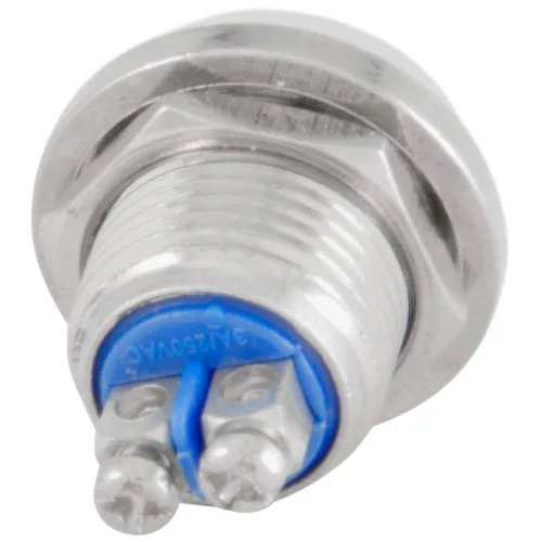 Vista 2 de JacobsParts Interruptor de arranque momentáneo pulsador circular de metal plateado para orificio de corte de panel de 1/2" (12mm) de diámetro