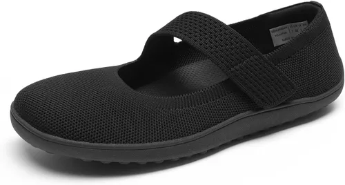 Vista 2 de DREAM PAIRS Zapatos planos Mary Jane de punta ancha para mujer Negro