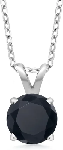Vista 191 de Gem Stone King Collar con colgante solitario de plata de ley 925 de 0.236 in con piedra natal redonda Collar de 4 puntas para mujer Con cadena