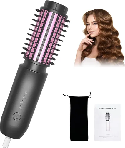 Vista 9 de Bestauty - Rizador de pelo portátil inalámbrico de 1.5 pulgadas, rizador de pelo de viaje 2 en 1 y cepillo alisador de pelo, calentamiento rápido, 4