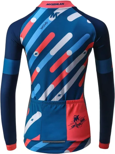 Vista 2 de Mysenlan - Conjunto de camiseta de ciclismo de manga larga transpirable con acolchado 3D, pantalones largos para bicicleta