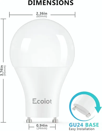 Vista 3 de GU24 - Bombillas LED A19 del anochecer al amanecer, sensor de luz LED A19, sensor de fotocélula, encendido/apagado automático para iluminación