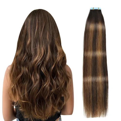 Vista 17 de SUYYA Extensiones de Cabello Humano Rizado Liso con Cinta, Color Negro Natural, Extensiones de Cabello con Cinta, Cabello Humano Rizado Liso, 12