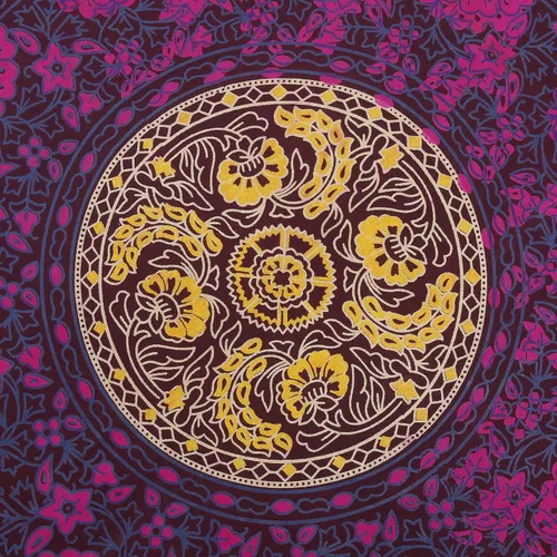 Vista 4 de RAJRANG - Tapiz redondo pequeño, diseño de mandala de chakras, bohemio, hippie, manta de playa de algodón puro para picnic y campamento, multicolor