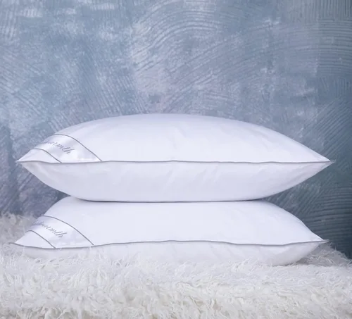 Vista 6 de Paquete de 2 almohadas de plumas de ganso natural para dormir, 100% algodón, almohada de cama para dormir de espalda lateral, tamaño estándar, juego