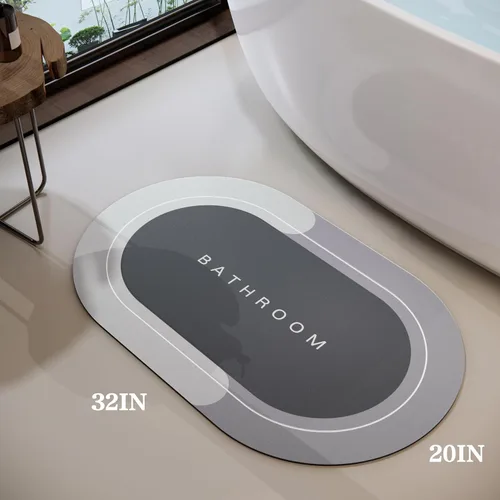Vista 2 de Tapetes de baño de 20 x 32 pulgadas, tapete mágico modernizado de goma antideslizante de secado rápido, absorbente, alfombra de baño para ducha Gris
