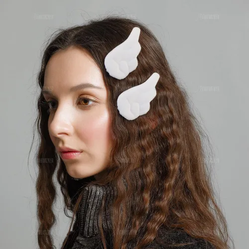 Vista 6 de AUEAR, Lovely Plush Angel Wings Hair Clip for Girls Cosplay Costume Party Hair Barrettes Decoration Accessories (1 Pair)
