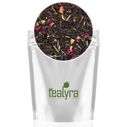 Vista 5 de Tealyra - Milady Grey - Delicioso té negro de hojas sueltas - Pétalos de rosa y citronela con naranja - Cafeína media - Mezcla - Todo natural - 3.88