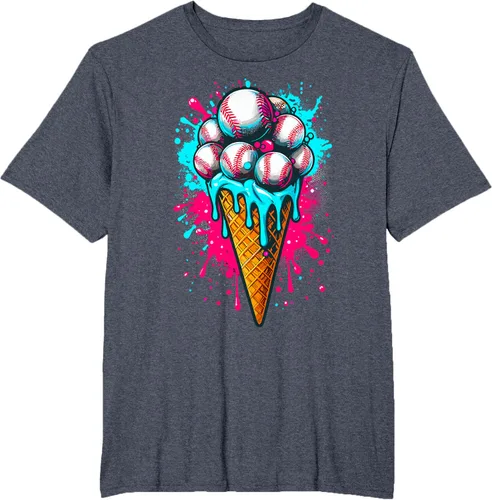 Vista 47 de Camiseta de béisbol de acuarela de helado de béisbol