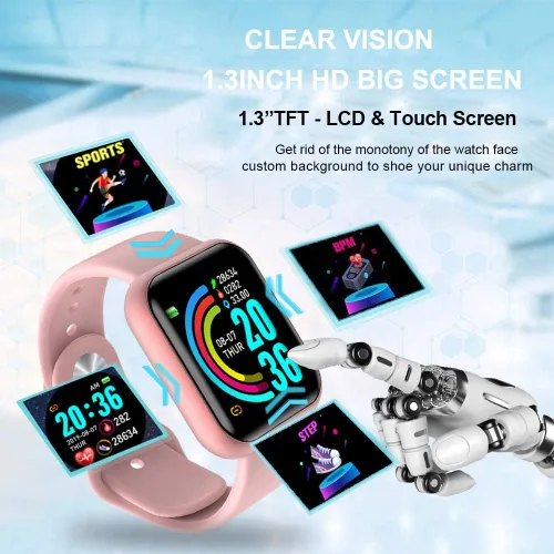 Vista 2 de Reloj inteligente rastreador de fitness con monitor de frecuencia cardíaca podómetro de seguimiento de actividad para mujeres y hombres rastreador