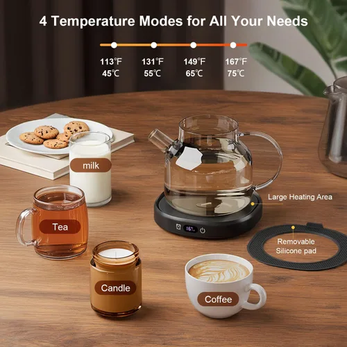 Vista 5 de Calentador de taza de café, You are Awesome Taza con calentador de café, calentador eléctrico de taza de café para escritorio 8H apagado automático