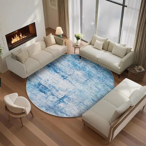 Vista 65 de Alfombra abstracta de 3 x 5 para sala de estar, dormitorio, entrada, color azul