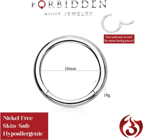 Vista 38 de Forbidden Body Jewelry - Piercing para la nariz de acero quirúrgico 316L con bisagra, 14G, 16G, 18G, diámetro de 15/64, 5/16, 25/64, 15/32 pulgadas