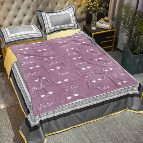 Vista 2 de Mantas de bebé personalizadas para niñas y niños con nombre – Mantas de bebé recién nacido, mantas para cama de bebé con nombre – Manta con nombre
