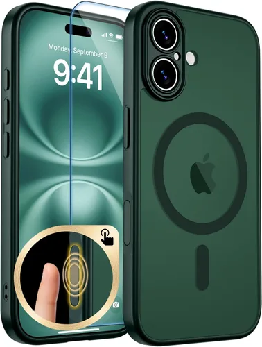 Vista 343 de zapica Funda magnética para iPhone Air, con protector de pantalla de vidrio templado, compatible con MagSafe, translúcida mate, a prueba de golpes