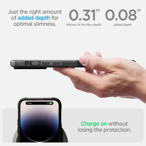 Vista 7 de Spigen Rugged Armor MagFit - Funda diseñada para iPhone 14 Pro Max (2022) [protección de grado militar] compatible con MagFit, color negro mate