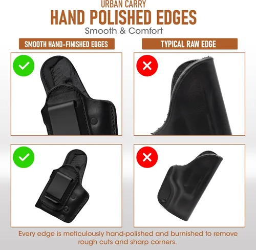 Vista 3 de Urban Carry LockLeather IWB RMR/RDS Holster - Right Handed Secure & Comfortable Leather/Polymer Hybrid Design for Optimal Comfort Compatible with