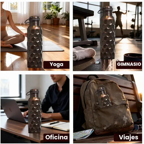 Vista 4 de Craft Trade - Botella de agua de cobre negro para beber y viajar, paquete Negro envejecido