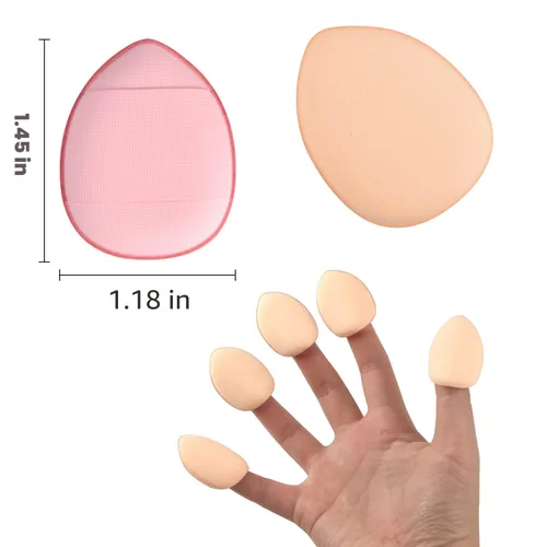 Vista 5 de Finger Puff, 12 piezas de mini esponja de maquillaje, adecuada para base, corrector, sombra de ojos, herramientas de maquillaje de belleza