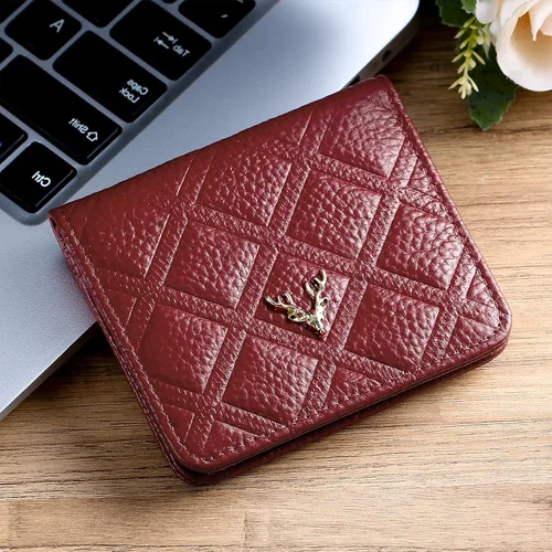 Vista 6 de Billetera para mujer, con bloqueo RFID, pequeña, compacta, plegable, de piel auténtica, con bolsillo, mini carteras para mujeres