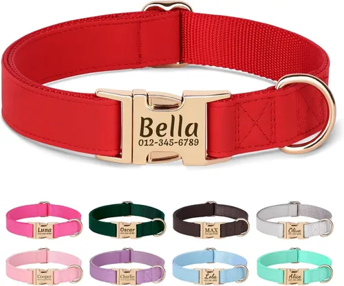 Vista 13 de Collares para perros personalizados de PET ARTIST, collar para perro grabado personalizado con etiqueta de nombre silenciosa, hebilla de liberación