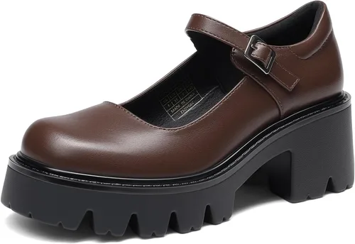 Vista 13 de DREAM PAIRS Zapatos Mary Janes con plataforma para mujer Negro PU