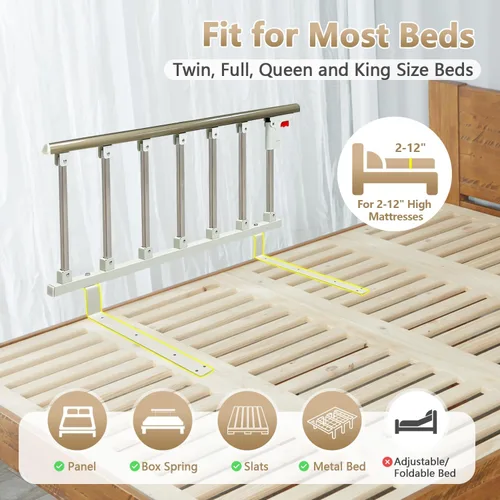 Vista 4 de Rieles de cama para adultos mayores de seguridad, asistencia plegable para personas mayores, barandillas de noche, barandillas laterales