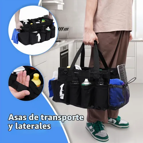 Vista 4 de Bolsas Grandes de Suministros de Limpieza para Amas de Llaves, Organizador Profesional Portátil de Suministros de Limpieza para Limpiadores de Casa