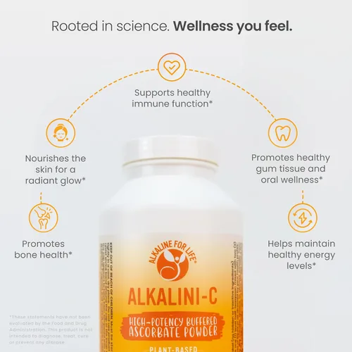 Vista 5 de Polvo de vitamina C alcalini-C, potente polvo de vitamina C de L-ascorbato natural, sin maíz sin OMG, vitamina C tamponada para una mayor absorción