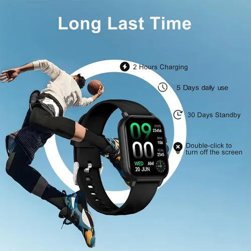 Vista 5 de WSQ Relojes inteligentes para hombres y mujeres, reloj deportivo con pantalla HD 2.04, reloj deportivo con voz AI ChatGpt 3 bandas, contador