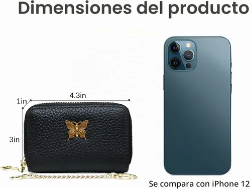 Vista 4 de imeetu Tarjetero RFID para mujer, cartera para tarjetas de visita (negro)