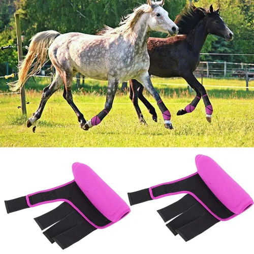 Vista 2 de OUKENS Botas para el cuidado del caballo, 1 par ajustable transpirable suave tela elástica caballo férula pierna bota de protección, soporte